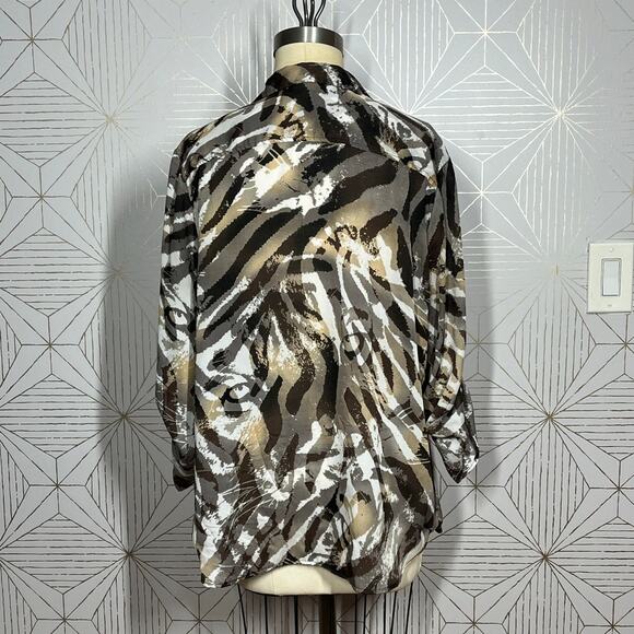 Quintessential Women’s Animal Tiger Long Tunic Semi Sheer Blouse Size Large - Picture 2 of 8